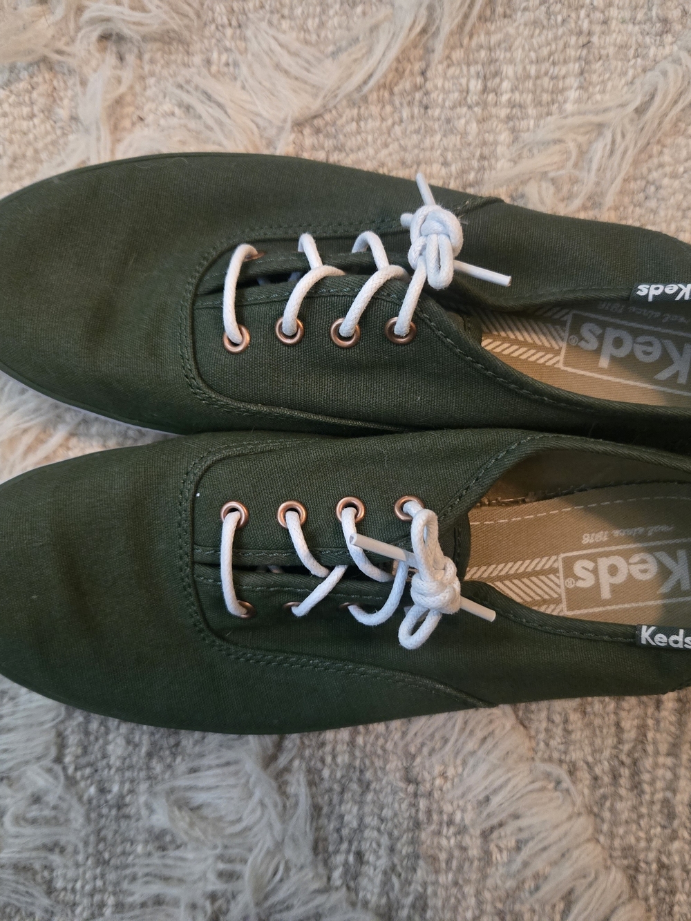 Keds Womens Canvas Sneakers - Forest Green with White Laces